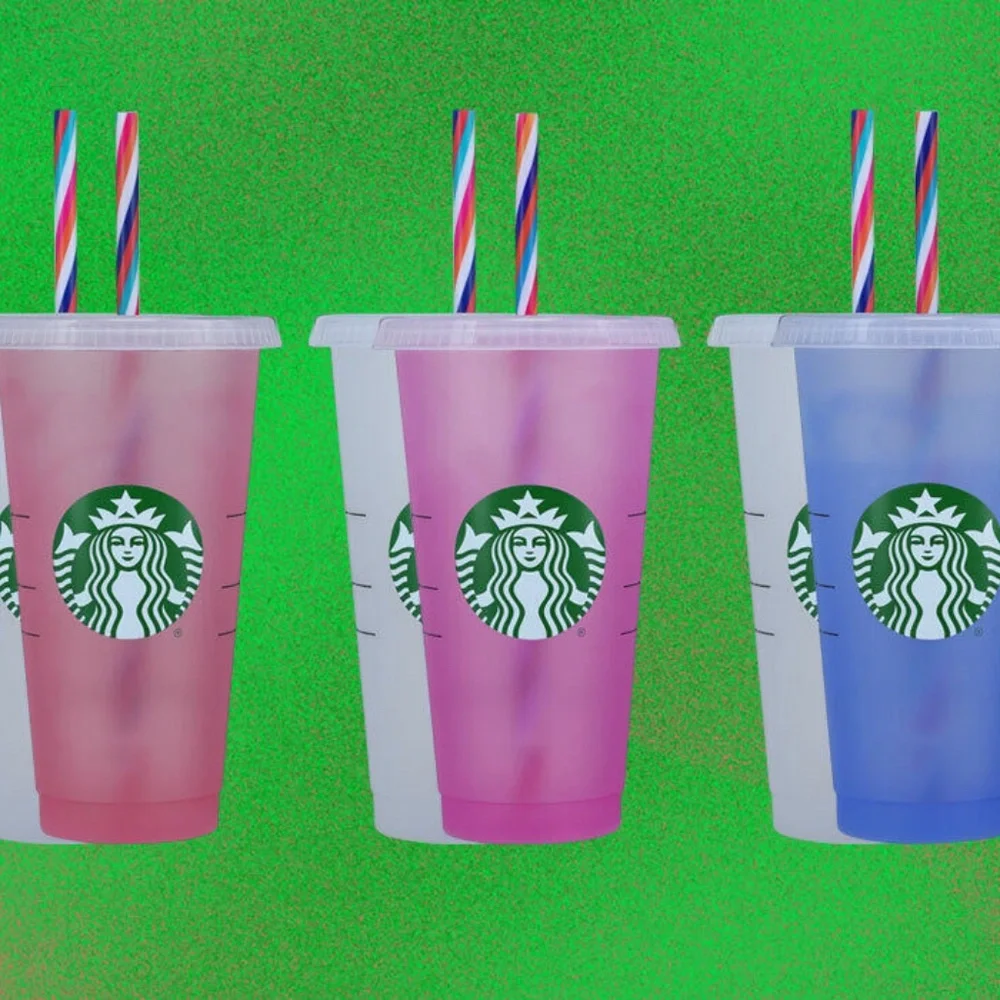 New set of 5 Starbucks Color Changing Cups w Straws & Lids - Picture 2 of 2